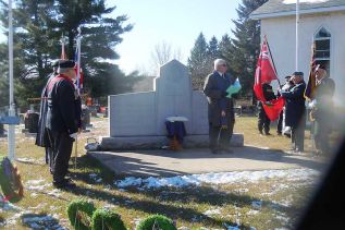 Rev. Padre Bruce Kellar led the Remembrance Day service that was held in Denbigh on November 2.